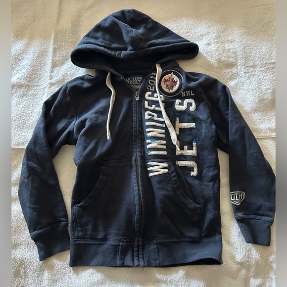 Kids Navy Blue Hoodie NHL Winnipeg Jets - Picture 2 of 4